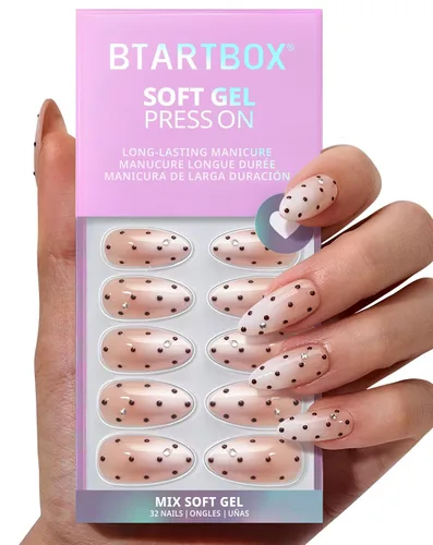 Vista 27 de BTArtbox Uñas Postizas Blancas Cortas a Presión - Uñas Postizas de Gel Suave en Forma de Almendra, Uñas Blancas con Pegamento para Uñas, Uñas