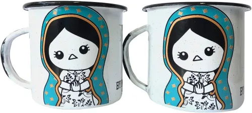 Vista 2 de BY MEXICO Mexican Designs Pocillo de Peltre Duo - Tazas esmaltadas, 12 onzas