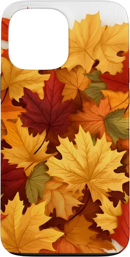 Vista 24 de Carcasa para iPhone 16 con texto en inglés "Fall Foliage Gathering of Autumn Leaves