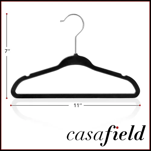 Vista 5 de Casafield 50 perchas de terciopelo para bebé, tamaño de 11 pulgadas para ropa de bebés y niños pequeños, color negro
