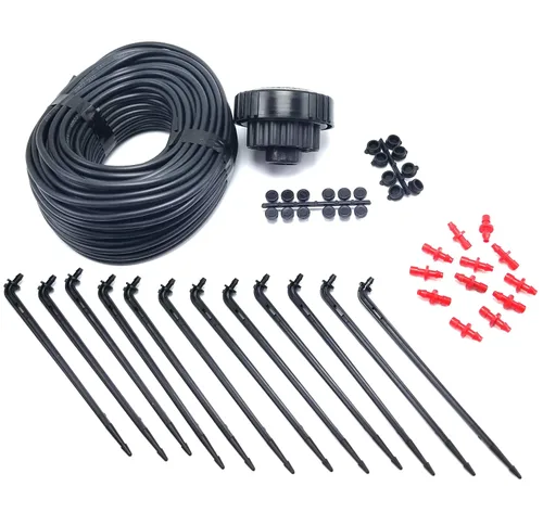 Vista 2 de Kit de cultivo de goteo de 12 plantas – Kit de burbuja/colector de riego hidropónico para iniciación – Incluye tubo de distribución de 100 pies