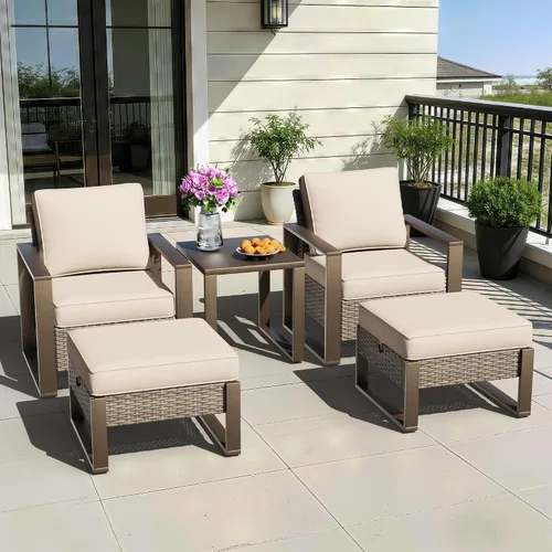 Vista 52 de Sofá de Mimbre Metálico para Patio de 75", Sofá Sillón de Ratán para Exteriores de 3 Asientos para Todo Tipo de Clima con Cojines Premium