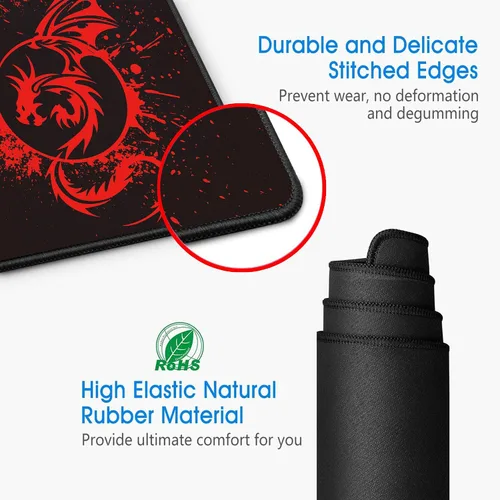 Vista 4 de Alfombrilla de mouse grande para juegos de velocidad extendida Fly Dragon Mouse Pad Gamer Office Computer Mouse Mat A-rojo