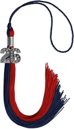 Vista 73 de Endea Graduation Borla de doble color con dije de plata brillante (negro/oro antiguo, 2025)