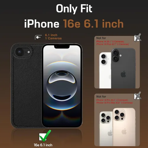 Vista 2 de LOHASIC Funda para iPhone 17e, para iPhone 16e, funda de cuero, delgada y delgada de lujo, agarre antideslizante, resistente a prueba de golpes