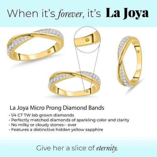 Vista 3 de La Joya 14 CT TW Certified Lab Created Diamond Bands for Women Solid 10k Yellow or White Gold Diamond Wedding Rings, Anniversary Bands, Promise