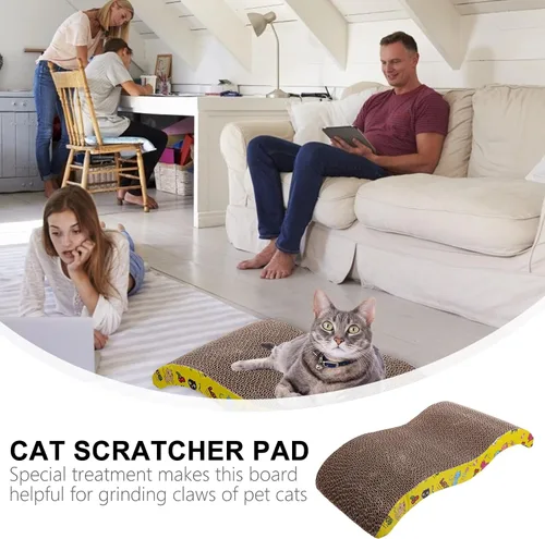 Vista 7 de TEHAUX Almohadilla de rascador para gatos, cartón corrugado para gatos, reversible, grande, ancho, cartón rascador para gatos de interior, tablero