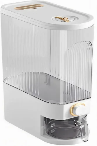 Vista 8 de Gagee Dispensador de arroz de 11 libras, gran contenedor de almacenamiento de granos con tapa, cilindro de medición a prueba de humedad, dispensador