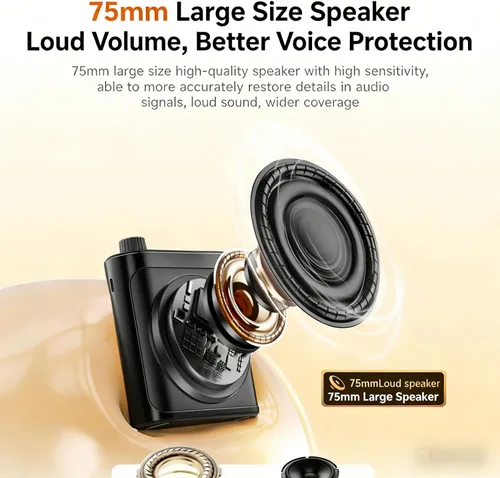 Vista 7 de Amplificador de voz inalámbrico, micrófono Lavalier Bluetooth con chip de reducción de ruido y magnético, para aula de enseñanza, reuniones y Negro