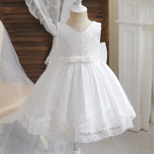 Vista 4 de NNJXD - Vestido de princesa de tul con flores, para usar en bodas, para niñas pequeñas y bebés