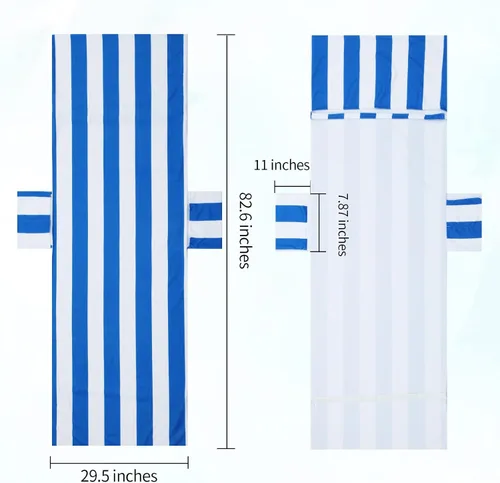 Vista 3 de Funda para silla de playa con bolsillos laterales, acogedora funda para silla de playa de secado rápido, para piscina, playa, jardín, hotel, tomar