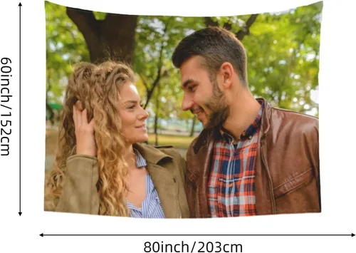 Vista 3 de Tapiz personalizado para cargar imágenes de boda, amor, recuerdo familiar, tapiz personalizado para el Día de la Madre, Día del Padre, tapiz