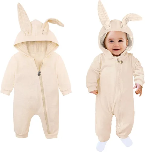 Vista 9 de AGQT Baby Bunny Costume Infant Girl Boy Easter Halloween Outfit Size 0-24M 7108a# Blanco -1pcs