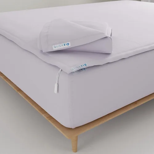 Vista 8 de QuickZip Paquete de Repuesto Fitted Plus: 1 Sábana Bajera (Base + Sábana con Cremallera) y 1 Sábana con Cremallera - Fácil de Cambiar, No se Sale