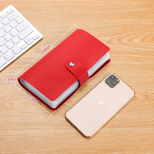 Vista 7 de Organizador de tarjetas de crédito RFID, soporte para tarjetas de visita para hombres y mujeres con 96 ranuras para tarjetas, soporte de cuero