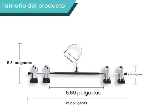 Vista 6 de Perchas para pantalones con clips, paquete de 10 perchas ajustables para falda para mujer, perchas antideslizantes para pantalones de mezclilla