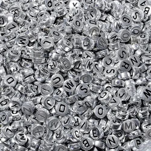 Vista 10 de XIANNVXI 3500 cuentas de letras blancas para pulseras, cuentas acrílicas coloridas para hacer joyas (cuentas blancas y mixtas)