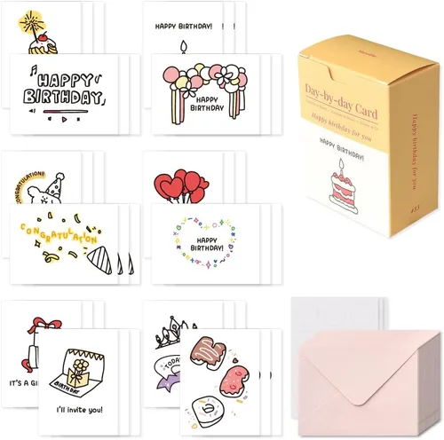 Vista 44 de Monolike Tarjeta Día a Día, 105 Luna - Mezcla de 48 mini tarjetas individuales, 24 sobres Paquete