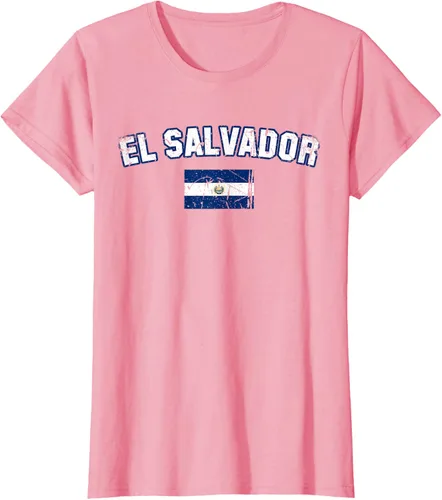 Vista 14 de EL SALVADOR Bandera Vintage Hombres Mujeres Niños Camiseta EL SALVADOR