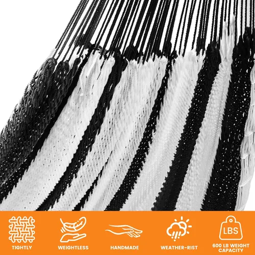 Vista 4 de Lazy Daze Hammocks Hamaca maya tejida a mano, hamaca doble de cuerda suave de 10.5 pies, hamaca portátil para exteriores con bolsa de transporte, 2
