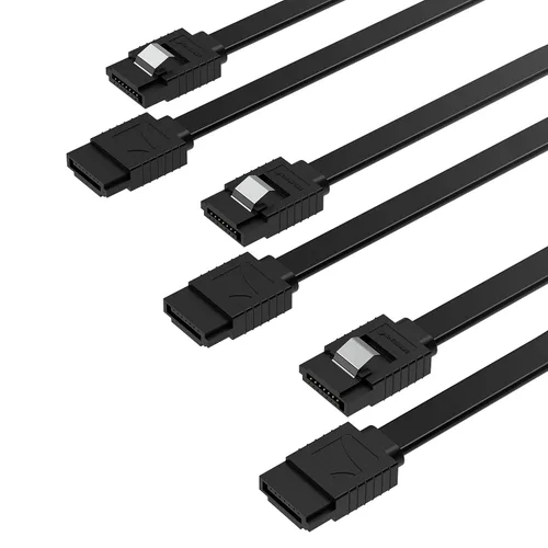 Vista 10 de SABRENT Cable de datos SATA III (6 Gbit/s) en ángulo recto con pestillo de bloqueo para unidades HDD/SSD/CD y DVD