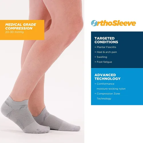 Vista 2 de OrthoSleeve FS4 - Calcetines ortopédicos para fascitis plantar para hombres y mujeres, calcetines de compresión para alivio de la fascitis plantar
