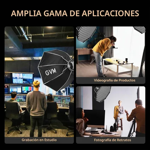 Vista 5 de GVM Great Video Maker Lighting Soft Boxes Bowens Mount con rejilla de nido de abeja, caja de luz ligera para paraguas plegable con bolsa