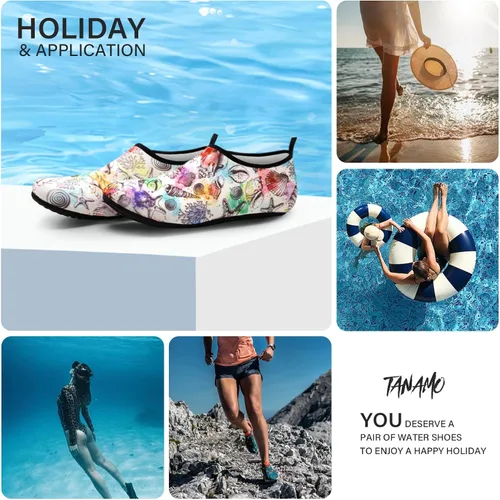 Vista 6 de Tanamo Water Shoes for Women Men Barefoot Quick-Dry Aqua Socks for Beach Swim Pool River Yoga Lake Surf Sport Shoes Cruise Essentials Swimming