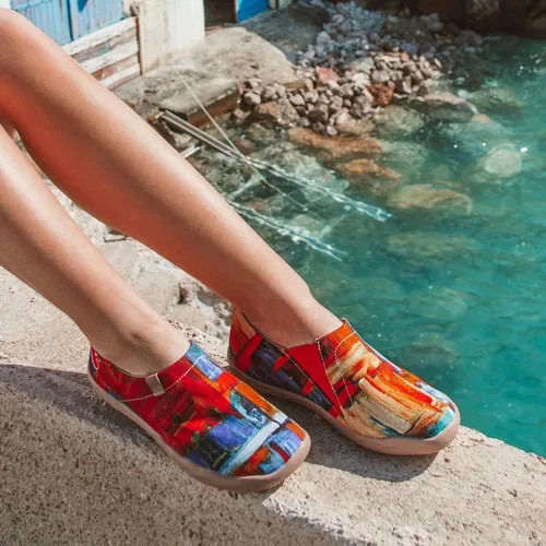Vista 4 de UIN Mocasines casuales para mujer, de viaje, pintados, para caminar, ligeros, cómodos, de lona, tenis de moda