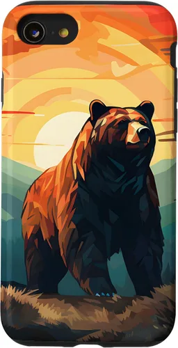 Vista 17 de Funda para iPhone 11 Bear Retro Sunset Forest Spirit Animal