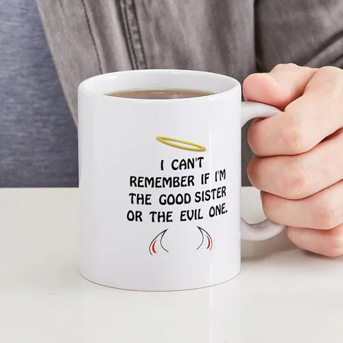 Vista 6 de CafePress Good Evil – Hermana – El único Taza de café, taza de café, S, Blanco
