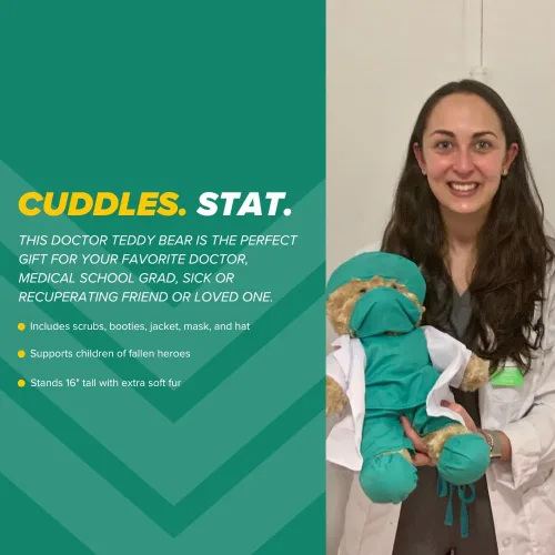 Vista 3 de ZZZ Bears Doctor Cuddles Teddy Bear, regalo para niños y adultos en el hospital, estudiantes de medicina y héroes de la salud, oso Get-Well-Soon