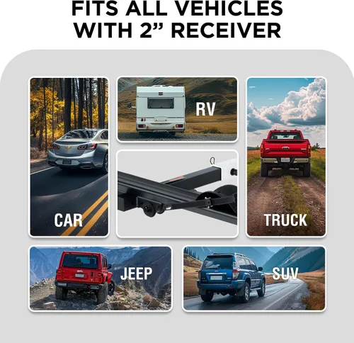 Vista 9 de Young 100 libras. Estante de aluminio para bicicletas y bicicletas eléctricas, se adapta a automóviles, SUV, furgonetas, caravanas y remolques