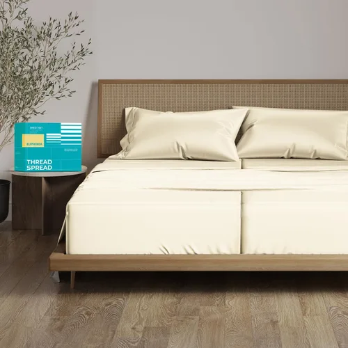 Vista 46 de THREAD SPREAD Sábanas 100% Algodón Egipcio Tamaño Twin - 800 Alto Número de Hilos 3 Piezas Sábanas Twin Extra Largas para Dormitorio, Bolsillo