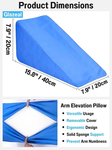 Vista 5 de Almohada de elevación de brazos, soporte ergonómico con cuña para elevar las manos, esponja de codo ranurada de espuma quirúrgica elevada