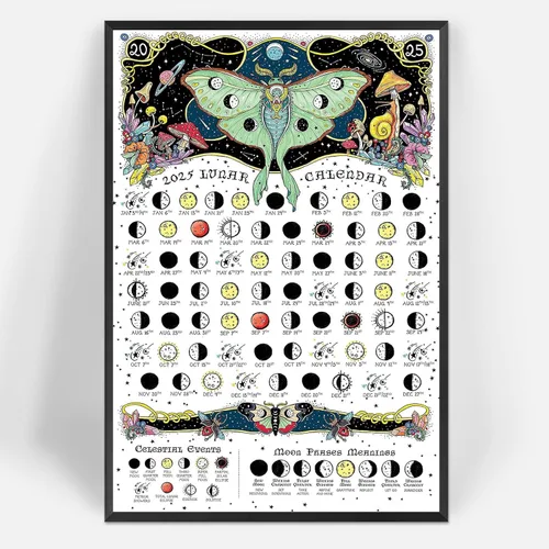Vista 16 de Viokalt Arte de Pared de Brujería Vintage Divertido Póster de Lienzo de Fases Lunares Luna Niña Gótica Magia Bruja Impresiones Pintura Para Hogar