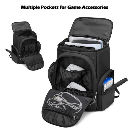 Vista 2 de Trunab Gaming Console Backpack Compatible with PS5PS4PS4 ProPS4 SlimXbox OneXbox One XXbox One S, Travel Carrying Bag with Multiple Pockets for 15.6