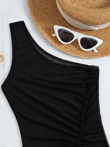 Vista 4 de Verdusa Vestido de playa de malla transparente con cordón y cordón para mujer