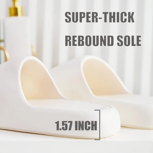 Vista 6 de CVACAURNTO Pantuflas de nube para hombre y mujer, sandalias de baño acolchadas con suela gruesa, zapatos de almohada para interiores y exteriores