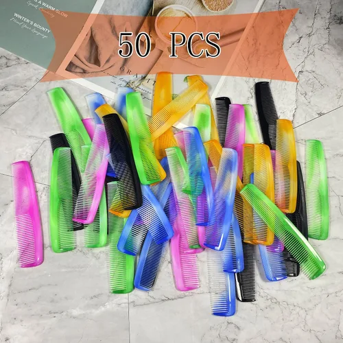 Vista 2 de zYoung Juego de 50 peines de pelo de plástico fino con bolsillo para mujeres y hombres, peine de aderezo fino, Peines para cabello