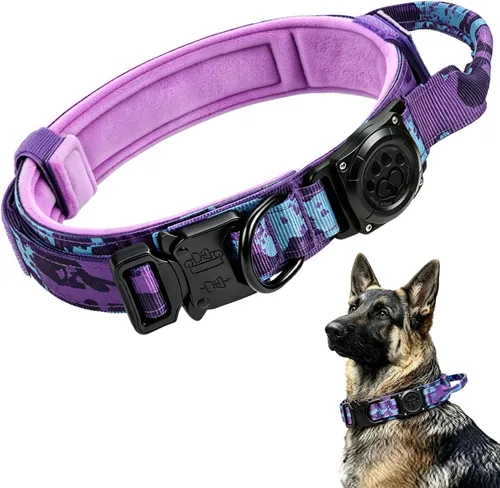 Vista 11 de IP68 - Collar táctico impermeable para perro Airtag con asa, negro