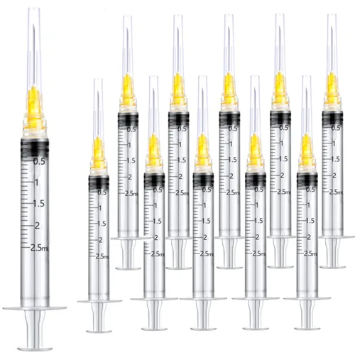 Vista 11 de Paquete de 15 jeringas de plástico de 1ml 25Ga con medición para laboratorios científicos y dispensación industrial, desechables envueltas