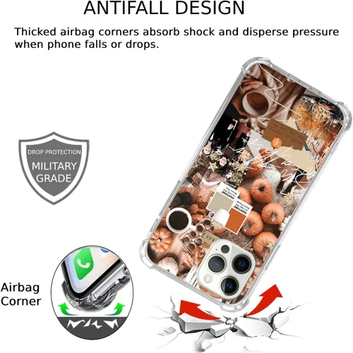 Vista 5 de Funda estética de otoño hippie compatible con iPhone 14 Pro Max, funda de collage de calabaza de otoño para iPhone 14 Pro Max para adolescentes