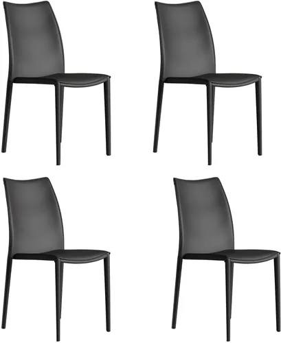 Vista 14 de Sillas de comedor de cocina, sillas de comedor apilables, silla de comedor tapizada de piel sintética, silla de hospitalidad con respaldo alto