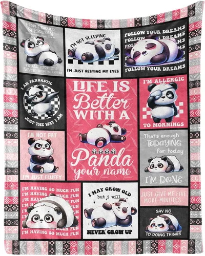 Vista 8 de Manta de panda – Mantas de franela suave para niñas, niños y mascotas, mantas cálidas de panda para todas las estaciones, sofá, regazo y silla, 40 x
