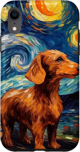 Vista 25 de Carcasa para iPhone 16 Dachshund Dog Starry Night Van Gogh Dachshund