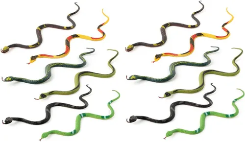 Vista 6 de Rubber Snake Realistic Snake Toy Rainforest Reptile for Party Favors Garden Props 12 Pcs