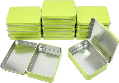 Vista 13 de 12 latas rectangulares de metal con bisagras, color negro, 4.5 x 3.3 x 0.87