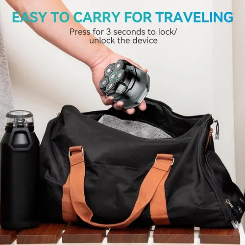 Vista 8 de kensen Afeitadora de cabeza, afeitadora de cabeza 6D para hombres calvos, maquinilla de afeitar eléctrica IPX6 impermeable para hombres calvos
