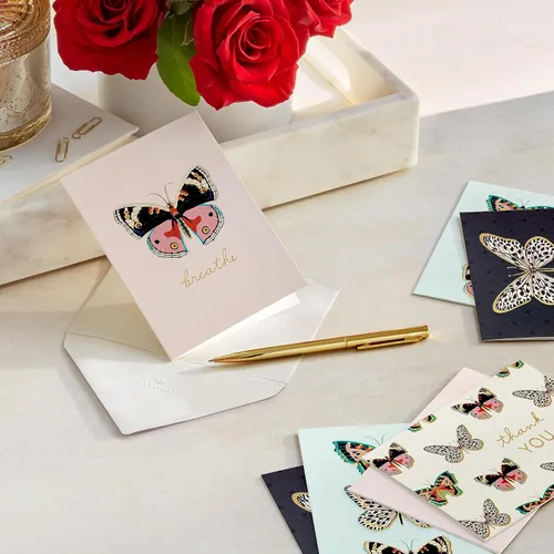 Vista 2 de Hallmark Surtido de tarjetas de mariposa (24 tarjetas en blanco con sobres) Thank You, Breathe, Hello